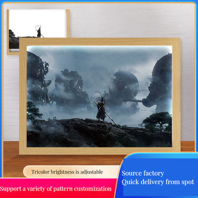 Fotoraum Schwarzer Mythos Holzrahmen Nachtlampe Monkey King Design für das Studium und Schlafzimmer