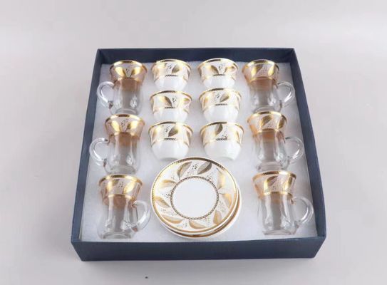 Im Lager Royal Schwarzgold Arabisches Glas Liner Carefe Porzellan Cawa Tasse 1L Tee Kaffee Wasserkocher Set Dallah Topf Arabische Kaffee Vakuum Flaschen