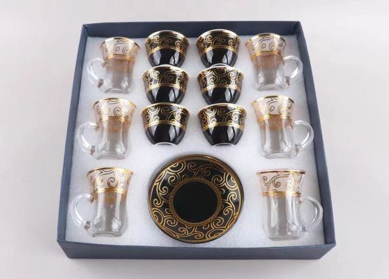 Im Lager Royal Schwarzgold Arabisches Glas Liner Carefe Porzellan Cawa Tasse 1L Tee Kaffee Wasserkocher Set Dallah Topf Arabische Kaffee Vakuum Flaschen