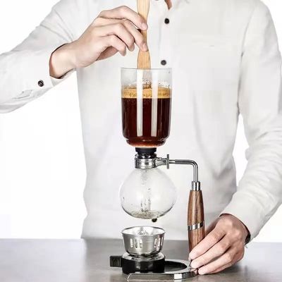 Edelstahl Metall Benutzerfreundliche 3-Tasse Espresso Kaffeemaschine mit Easy Siphon System