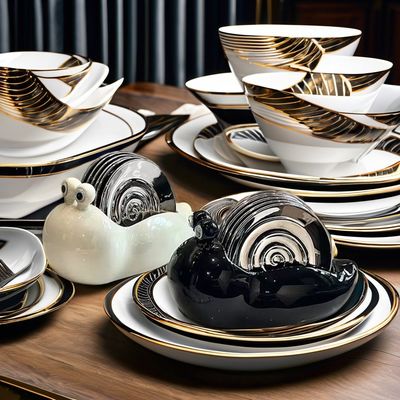 Karikatur-Design-Stil Keramik-Tischgeschirr Porzellan-Dinner-Set für Hochzeiten Restaurants