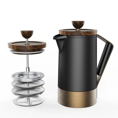 Keramischer Körper Französisch Press mit Walnuss Edelstahl Basis Silikon Griff Kaffee Tee Set