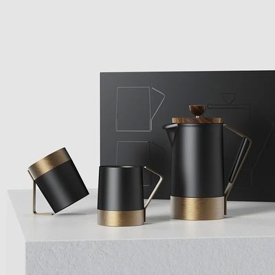 Edelstahlgriffe 300ml Kaffeetasse Set mit personalisiertem Metallbodendesign