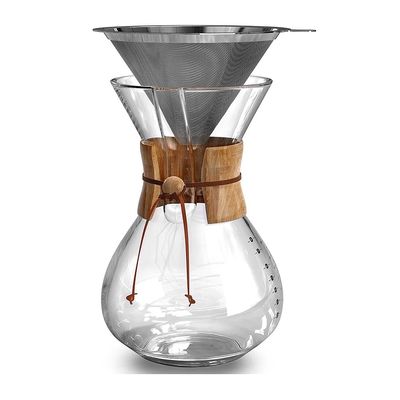 600 ml Kaffeemaschine Transparentes Borosilikatglas Kaffeebohnenform mit Deckel übergießen