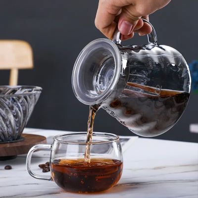 600 ml Kaffeemaschine Transparentes Borosilikatglas Kaffeebohnenform mit Deckel übergießen