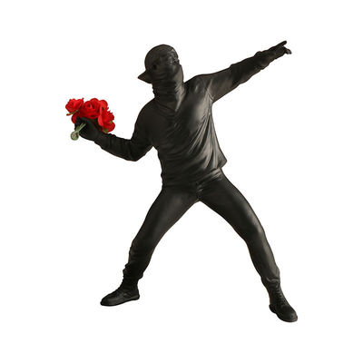 Vertikales Harzmuster Banksy Blütenwerfer Jungen Zeitgenössische Art Deco Kreuzspiegel