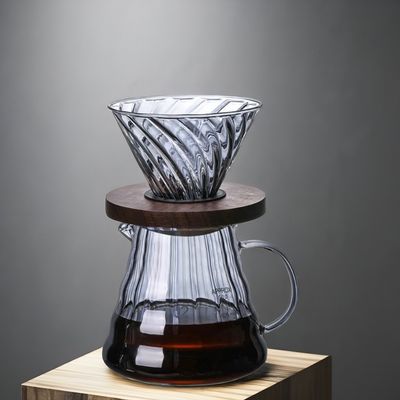 Tragbare Cappuccino-Tropfkanne für Erwachsene mit Holzständer und Glastrichter