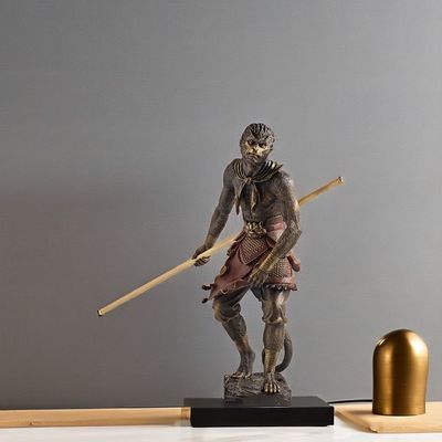 Zeitgenössische Schwarze Mythen Spiele Legenden Custom 3D Wukong Statue in Legierung mit Kunstthema