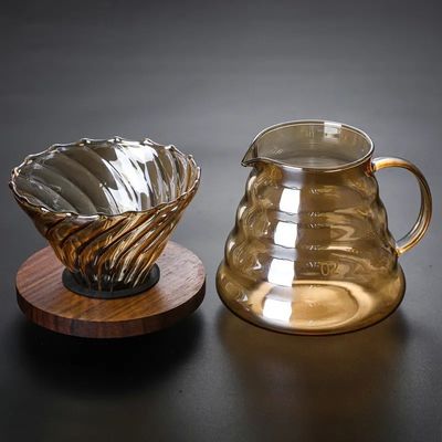 Durchsichtiger Borosilikatglas-Kaffeeserver mit Tee-Infuser und Goldwolken-Tropfer
