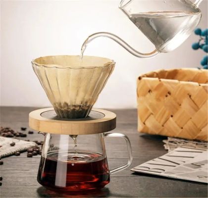 600 ml Teilen Tropfglas Kaffeekanne mit Holzgriff Hitzebeständig Gießen Sie über Kaffeemaschine