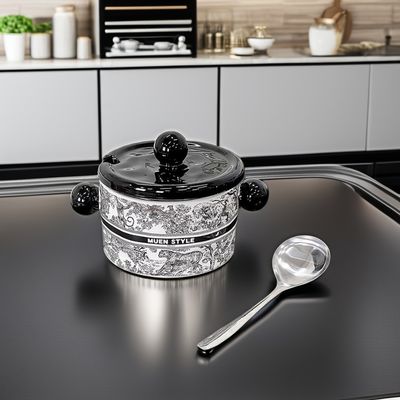 Rundheit Keramikschüssel Set mit Deckel Porzellan Europa Design Mikrowellene Lebensmittelbehälter