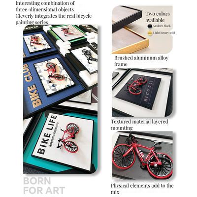 Home Office Hotel Dekoration Modernes Retro Fahrrad Hängende Wandkunst mit Kristall Wandmalerei