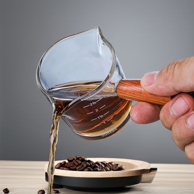 100 ml Borosilikat-Glas-Kaffeemesser mit Holzgriff und -deckel