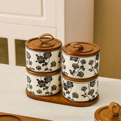 Küchenspeicher Vintage-Blumen-Keramikglas Versiegelter Behälter für die Lagerung von Lebensmitteln