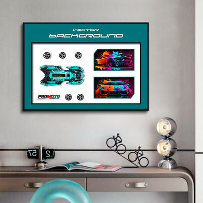 3D-Kristallglas Sportwagen Hintergrund Wandkunst für Wohnzimmer Büro Dekoration