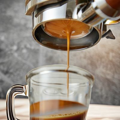 Heimkaffeemaschine mit schwarzem Laser-Logo Espresso Barista Werkzeuge und Druckmessgerät