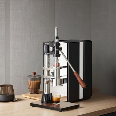 Heimkaffeemaschine mit schwarzem Laser-Logo Espresso Barista Werkzeuge und Druckmessgerät