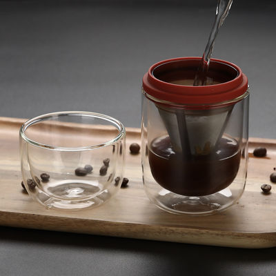 Unisex-Portable Transparent Glass Kaffeekanne und Teeset Klappfunktion für 1 Person