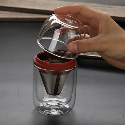 Unisex-Portable Transparent Glass Kaffeekanne und Teeset Klappfunktion für 1 Person