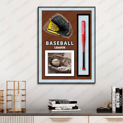 Farbige 3D Baseball Wandkunst im modernen Design für Wohnzimmer Sofa Hintergrund