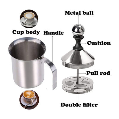 800 ml Handkaffeemilchmischer für Zuhause Ziel Edelstahl Handschäume mit Filter