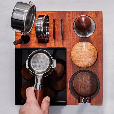 Restaurants Kaffeetools Multifunktions-Holzknockbox mit Edelstahlstand 58mm