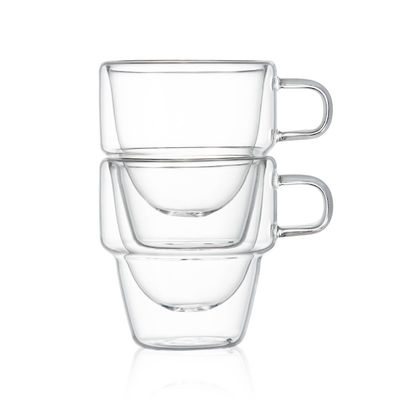 Classic Design 150 ml Doppelwandige klare Glaskaffeebecher für heiße und eiskalte Getränke