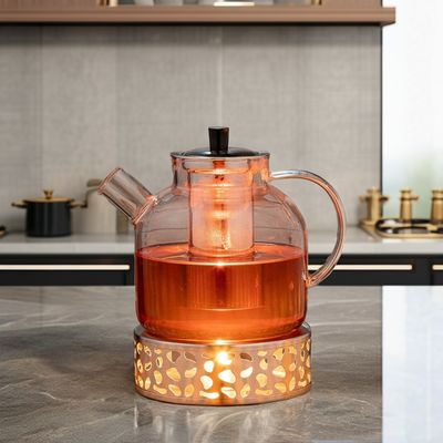Moderne klare Glaskessel Teetasse mit 1500 ml Kapazität und Edelstahl-Infuser