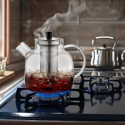 Moderne klare Glaskessel Teetasse mit 1500 ml Kapazität und Edelstahl-Infuser
