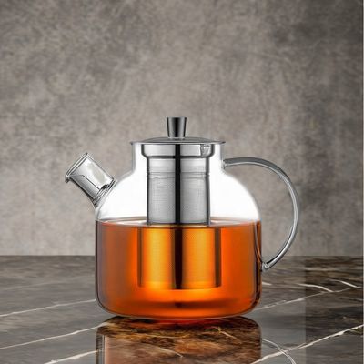 Moderne klare Glaskessel Teetasse mit 1500 ml Kapazität und Edelstahl-Infuser