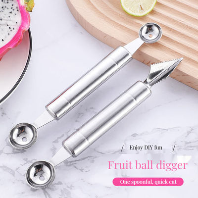 Zuhause Küche Doppelkugel Löffel Frucht Schnitzmesser für Wassermelone und Melone Scooping
