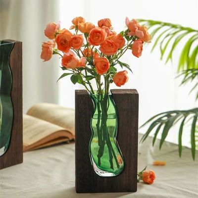 Keramische Vase im Bauernhaus-Stil mit transparenten Glas und Donut Ring Design