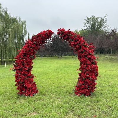 Farbenfrohe Blumen Schönheit Seide Rot Herz-förmige Bogenblumen für Hochzeits- und Party Dekor