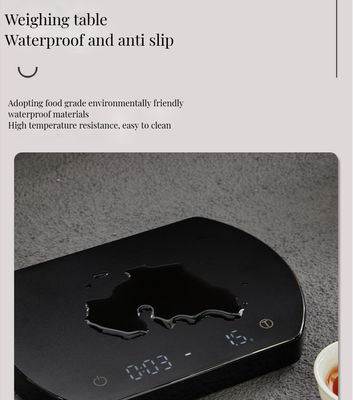 Minimalistischer Design 3kg/0.1g Kompaktes elektronisches Tropfkaffeeschale mit Timer Schwarz
