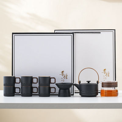 Keramische Porzellan-Kaffee-Tasse mit Holzgriff und Schrägglasur