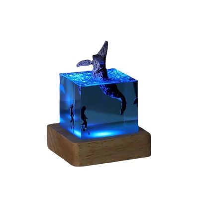 Licht Geschenk Hai Taucher LED Ozean Nachtlampe Luxus Design Stil Harz Tischlampen