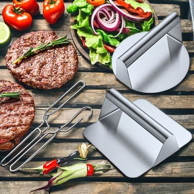 Barbecue Outdoor Kochen Stoff Schürze mit nichtklebendem Edelstahl Quadrat Burger Brecher