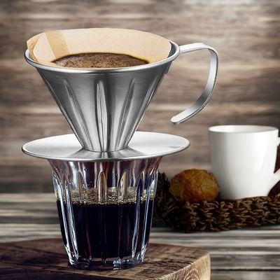 Klassischer stilvoller Filterhalter aus Edelstahl für Kaffee-Tee