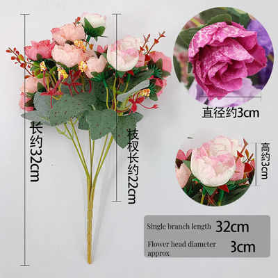 Schöne bunte 21 Diamantrosen Herbststrauß 30cm Kunstblumen Mittelpunkt für Hochzeitshäuser