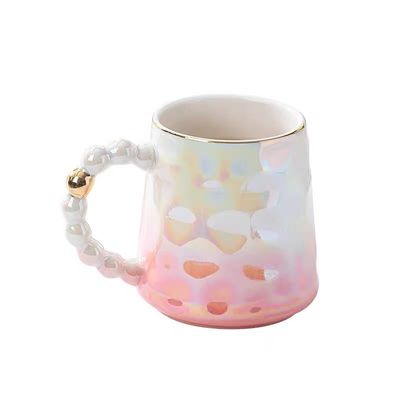 Stilvoller Pink Pearl Keramik Kaffeetasse mit Schüssel und Bambusteetasse 1300ml Kapazität