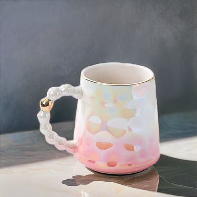 Moderne und auffällige Trendy Shell Design Pink Pearl Keramik Tasse mit Bambus-Teller