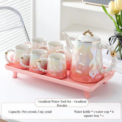 Moderne und auffällige Trendy Shell Design Pink Pearl Keramik Tasse mit Bambus-Teller