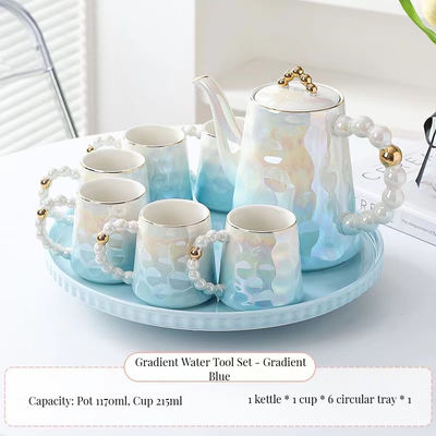 Moderner Stil Bambusmaterial Rosa-Schal-förmige Keramik-Kaffee-Tasse und -Teller-Set für Nachmittagstee