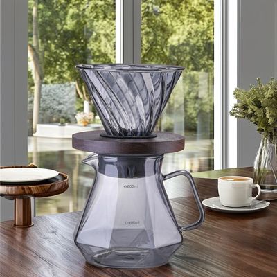 Glas mit hohem Borosilikat Espresso Gießen Sie den Server über Hitzebeständige Filter Tasse Kaffee-Tee-Urne