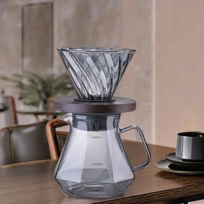 Glas mit hohem Borosilikat Espresso Gießen Sie den Server über Hitzebeständige Filter Tasse Kaffee-Tee-Urne