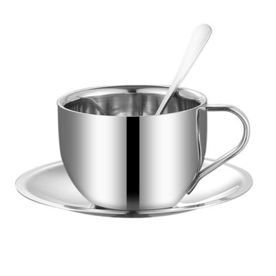 304 Edelstahl-Keramik-Kaffee-Tasse Set mit langlebigen wiederverwendbaren Löffel-Tray und Milchbecher