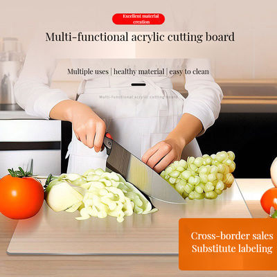 Langlebige Küchenwerkzeuge Custom Logo Klares Acryl-Schnittbrett mit Bambus Spülmaschine Safe