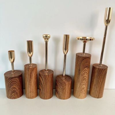 Holzfarben-Säulenhalter 6-teiliges Kerzenstück für Wohnkultur im europäischen Stil