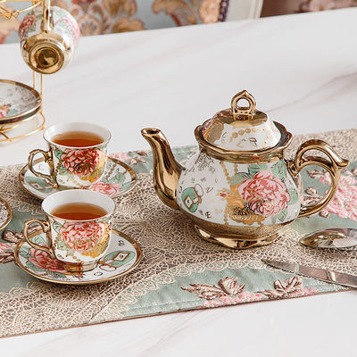 Elegantes Gold-Trimm-Keramik-Kaffeeset mit modernem klassisch-chinesischem Stil und Keramik