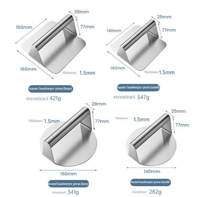 Edelstahl Burger Brecher Werkzeug für Outdoor Grill Haus Garten und Camping Silber